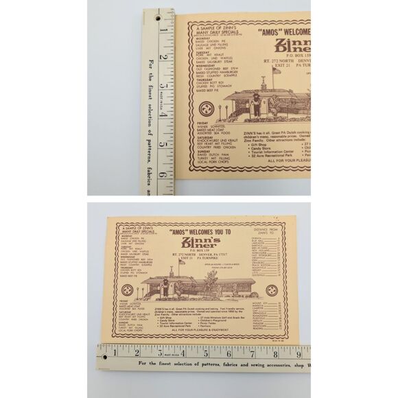 Vintage 80s Zinn’s Country Diner 4 Postcards Amos Denver Pennsylvania Dutch 9x6 - Picture 6 of 11